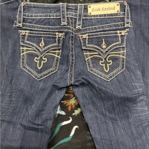 Rock Revival Celine Bootcut Jeans Size 27 Stretch Thick Stitch Denim
